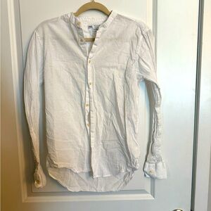 Zara White Casual Button Down Shirt with Classic Collar